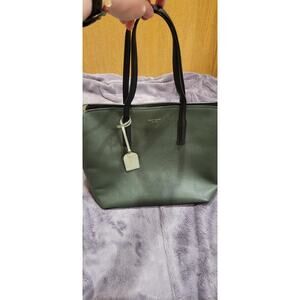 Kate Spade New York Pebbled Leather Tote Bag Green Shoulder Bag Large Designer